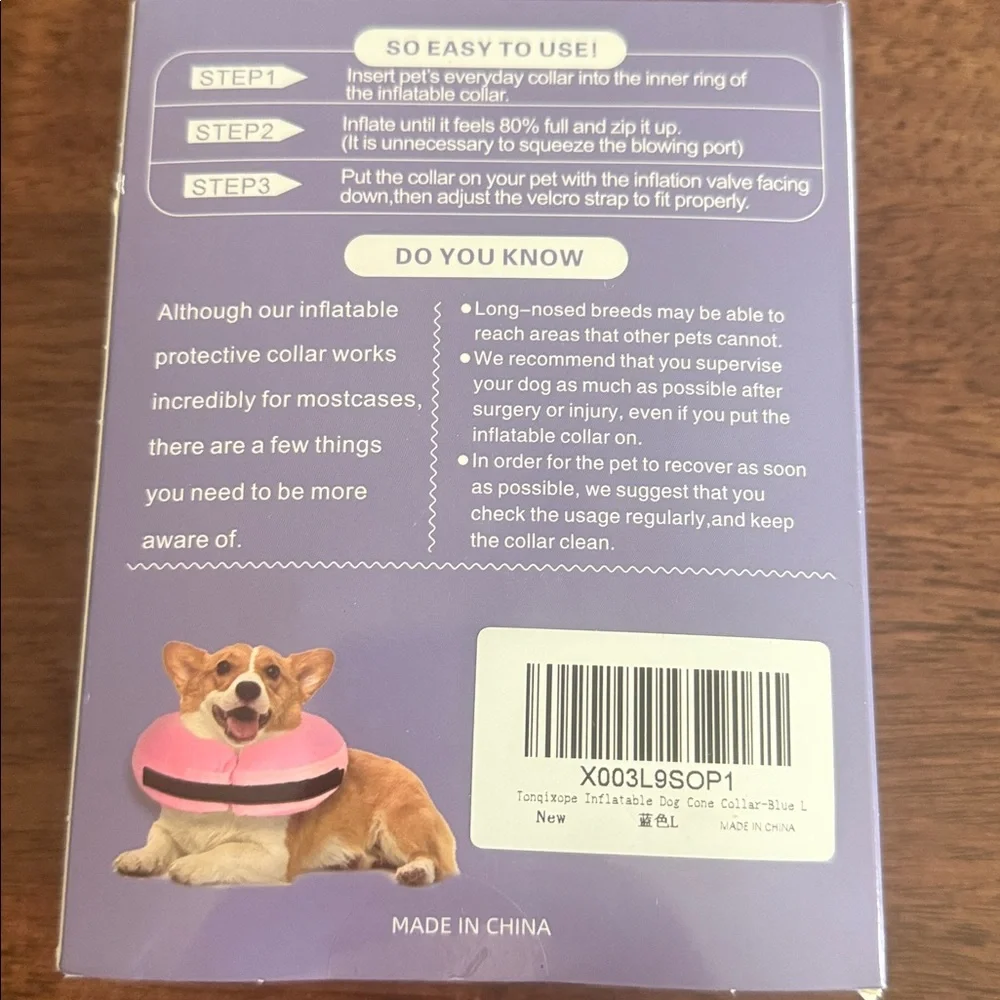 Tonqixope inflatable protective collar blue size large